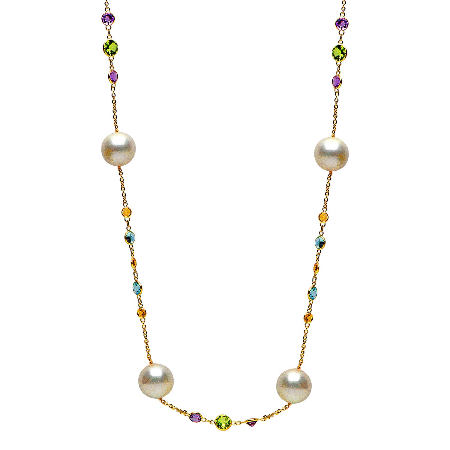 14K Yellow Gold FW Pearl Tincup Necklace, 10-11mm