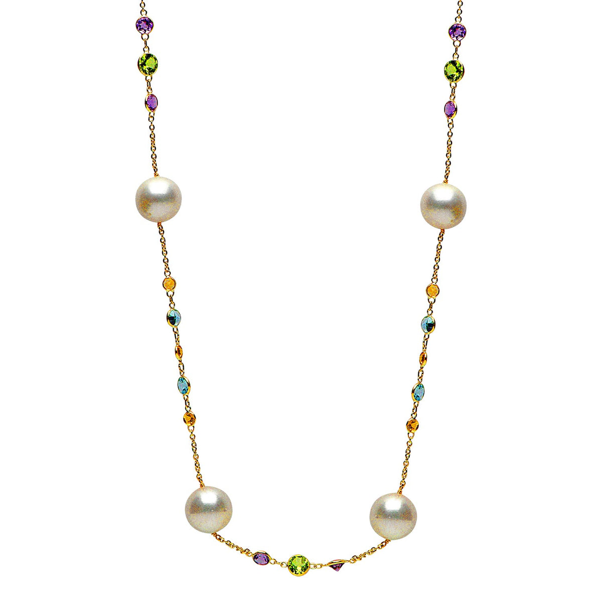 14K Yellow Gold FW Pearl Tincup Necklace, 10-11mm