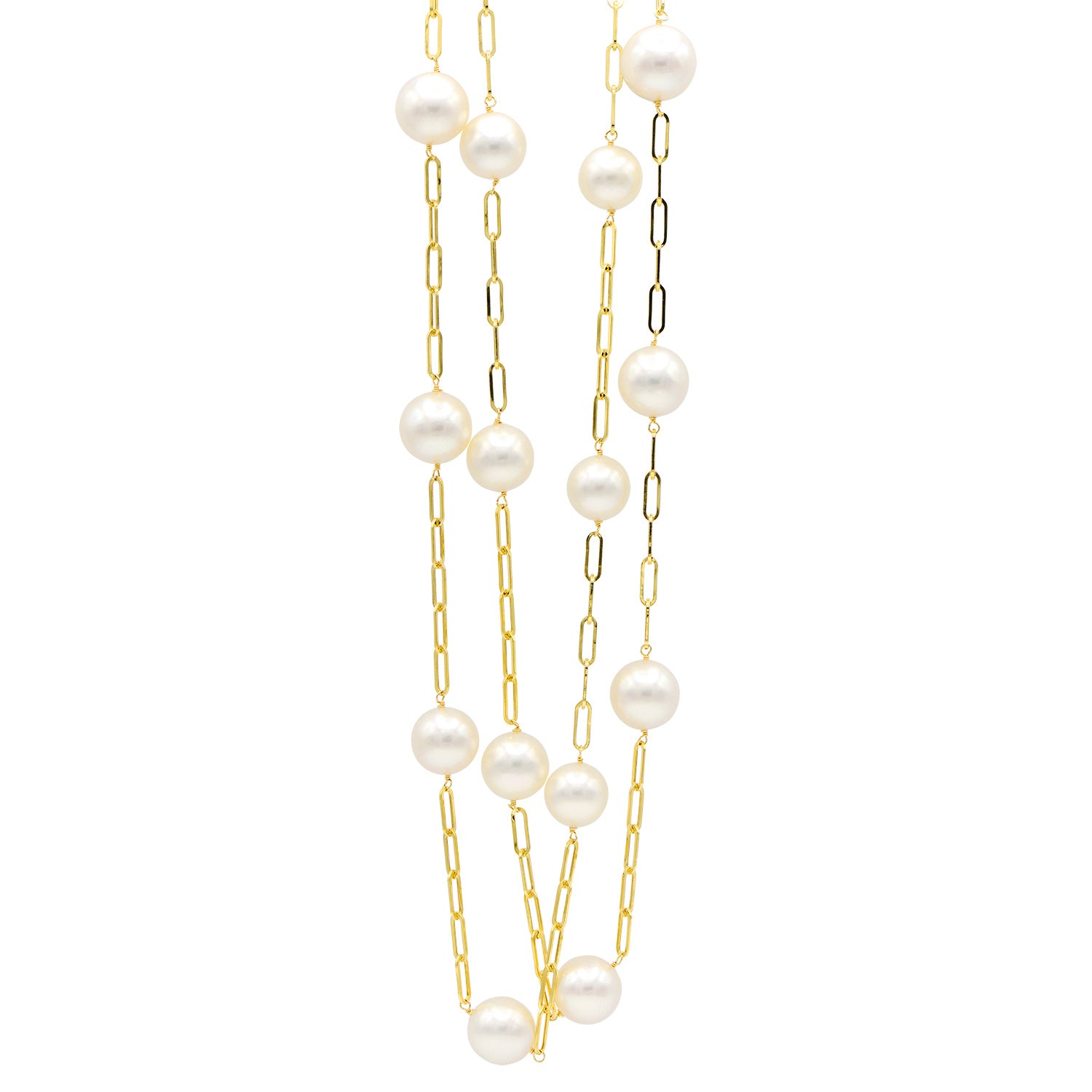 14K Yellow Gold Freshwater Tin Cup Necklace, 10.50-11.50mm