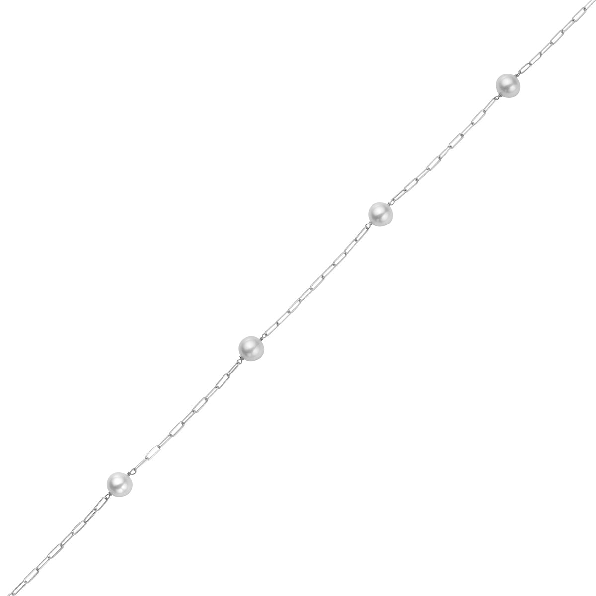 14K White Gold Freshwater Pearl Necklace, 8-9mm