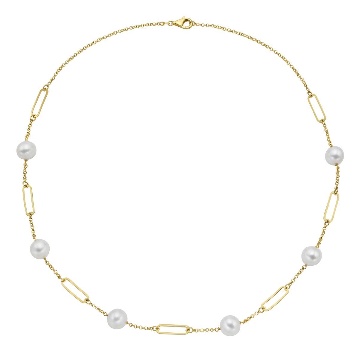 14K Yellow Gold Freshwater Pearl Necklace, 9-10mm