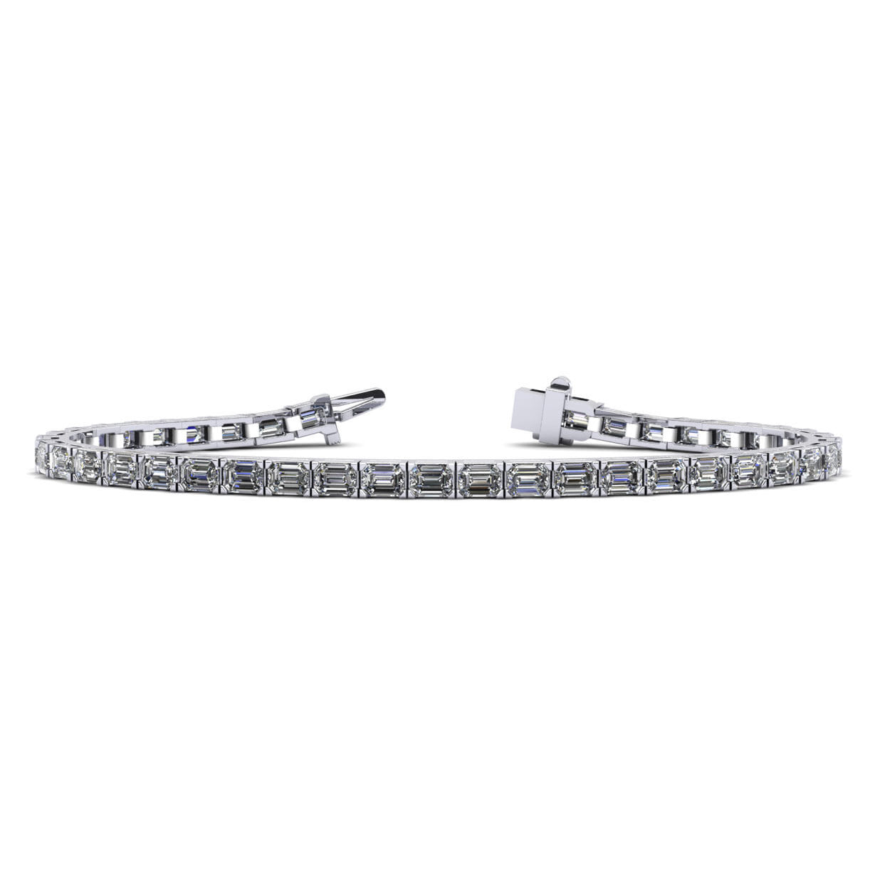 T051226EW - 6CT 18K White Gold Emerald CutTennis Bracelet