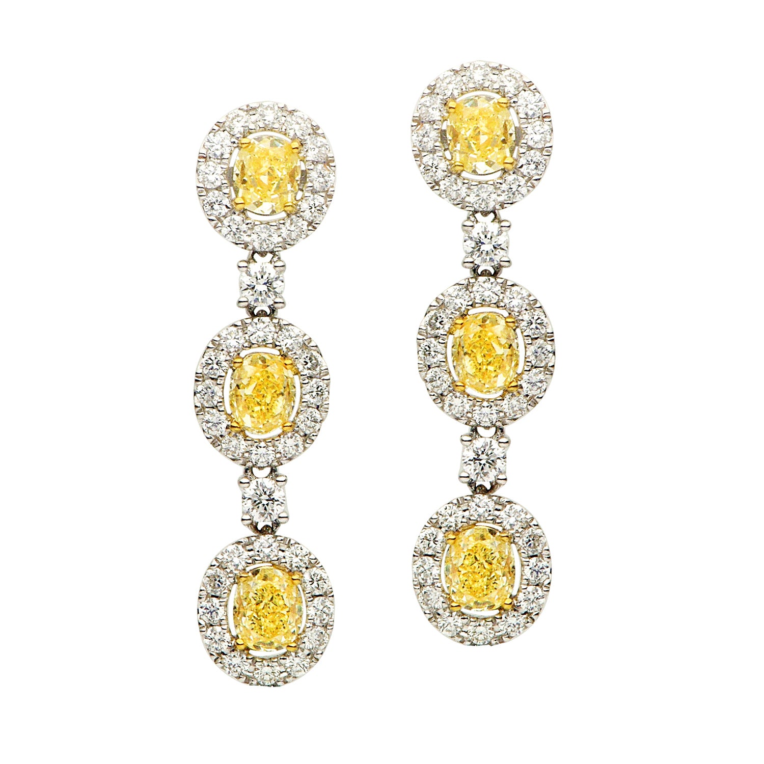 18KWY Yellow Diamond Earrings