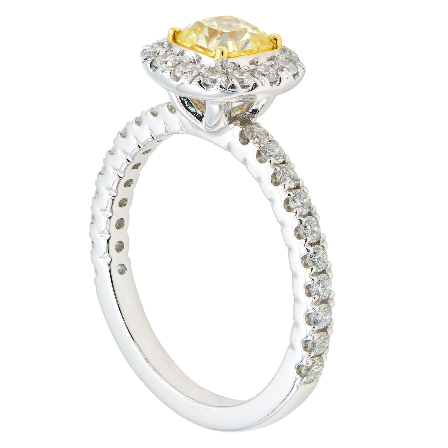 Handmade 18K Yellow Gold Yellow Diamond Ring, 0.75ct