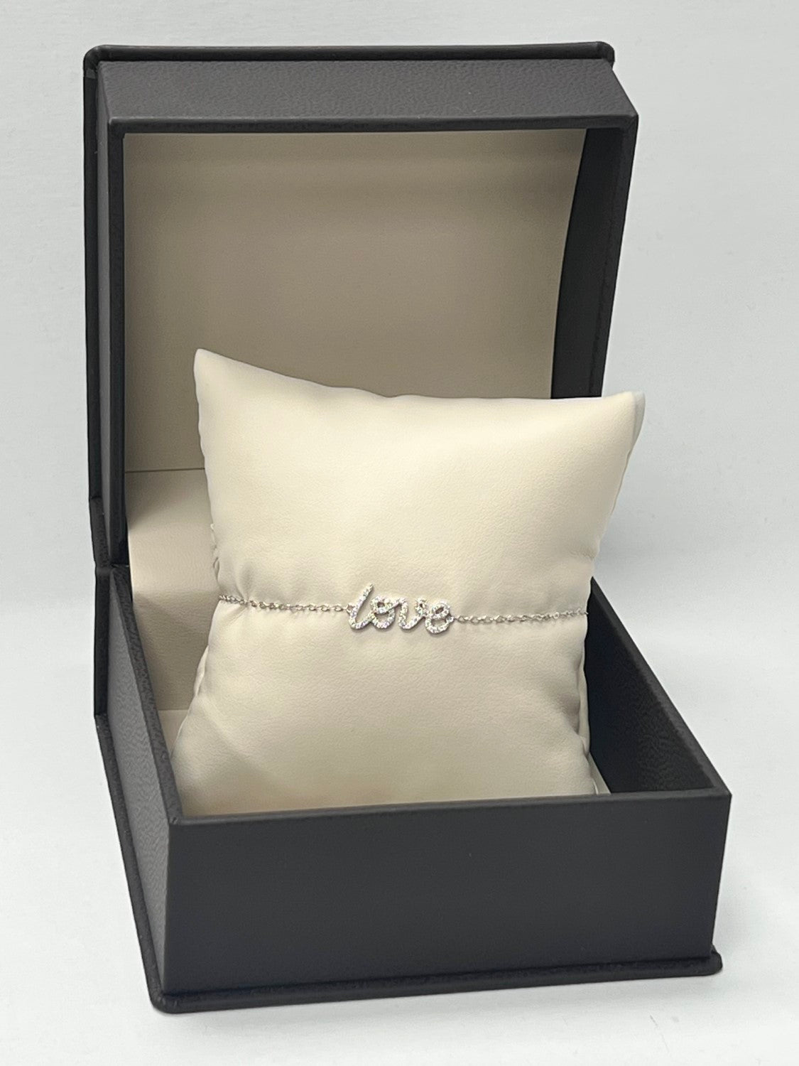 14K White Gold Diamond "Love" Bracelet