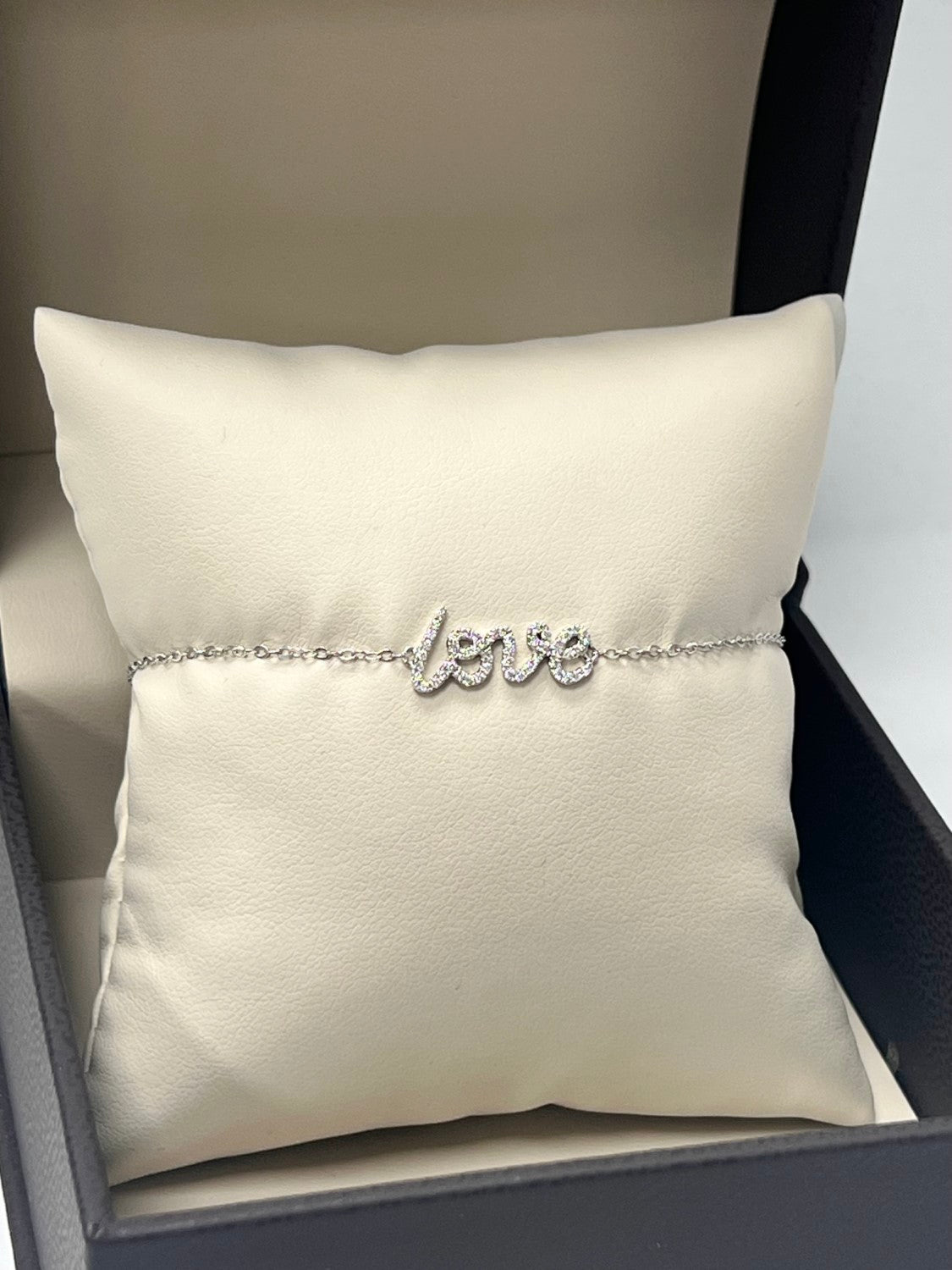 14K White Gold Diamond "Love" Bracelet