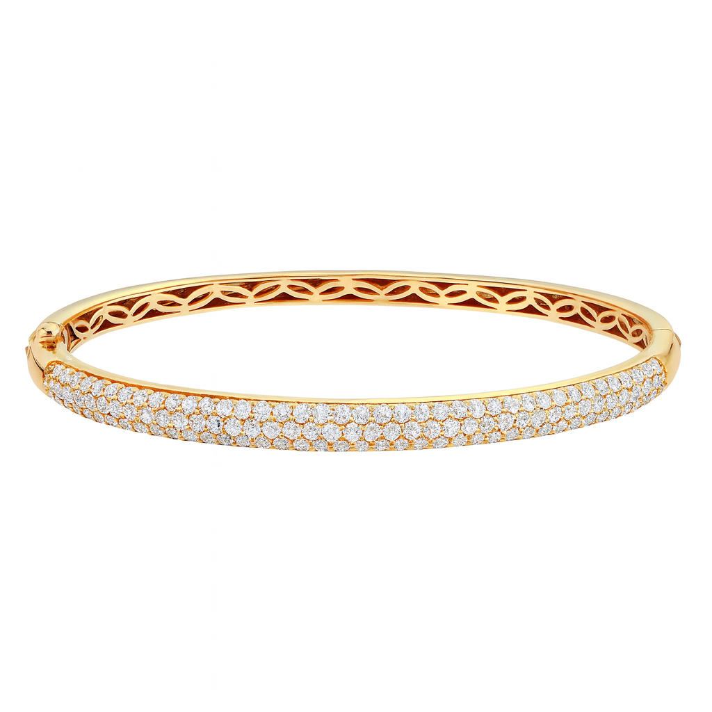 14K Rose Gold Three Row Diamond Bangle, 2.08ct