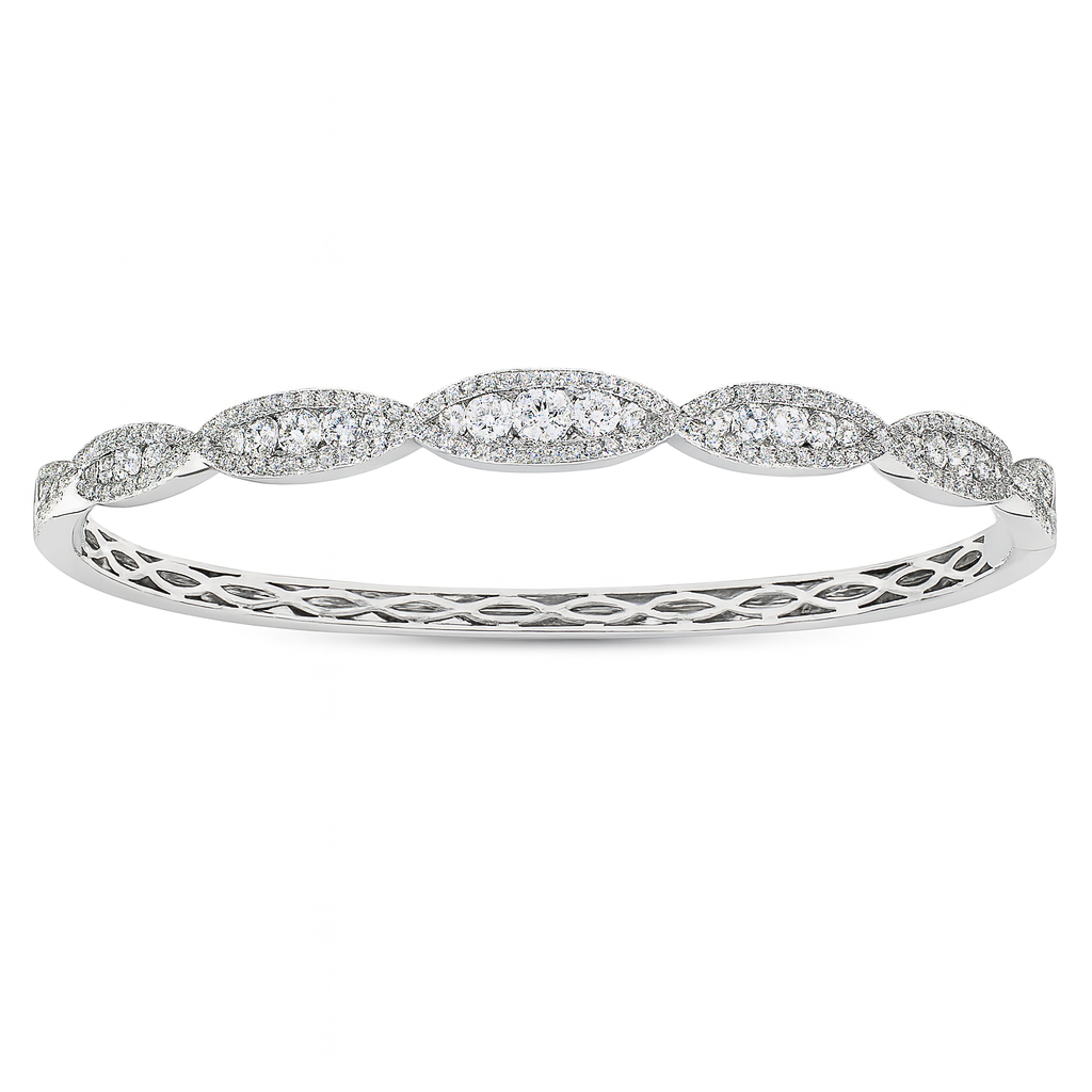 14K White Gold Diamond Bangle, 1.22ct