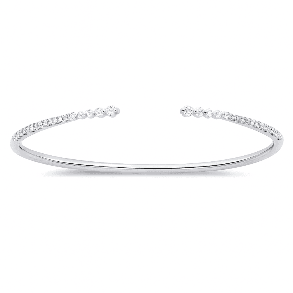 14K White Gold Diamond Claw Bangle, 0.53ct
