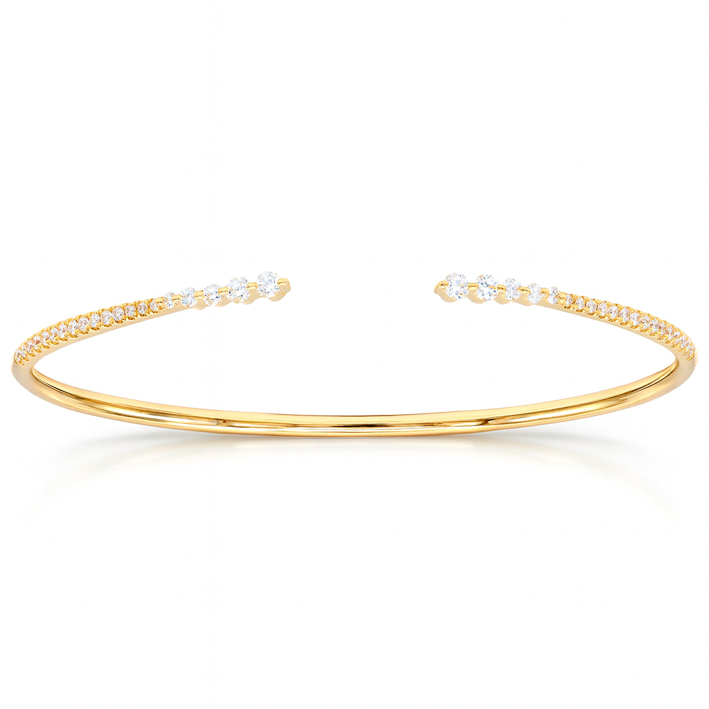 14K Yellow Gold Diamond Claw Bangle, 0.54ct
