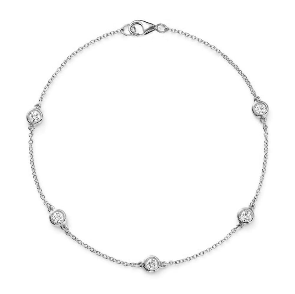 14K White Gold Diamonds Station Bracelet - Large, 0.75ct