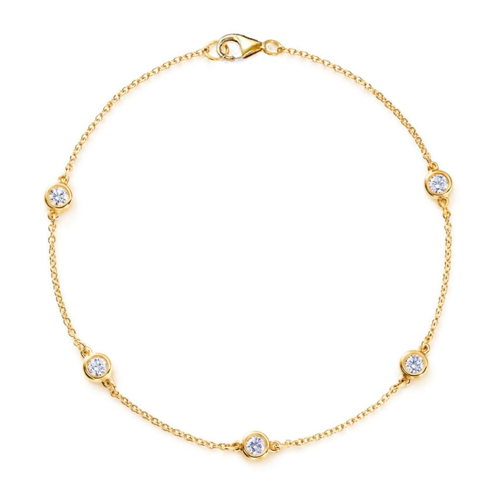 14K Yellow Gold Diamond Station Bracelet - Small, 0.35ct