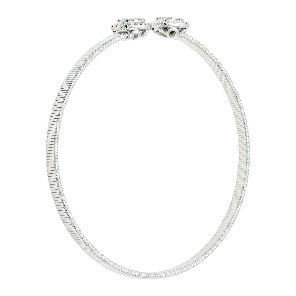 14K White Gold Diamond Oval Cluster Bangle, 0.6ct