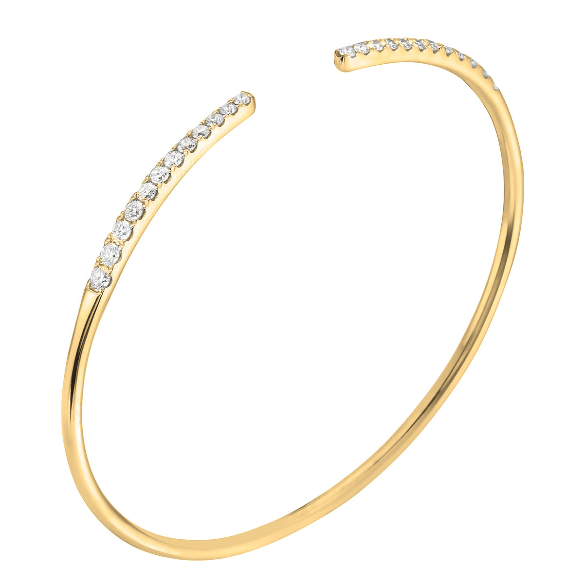 14K Yellow Gold Diamond Claw Bangle