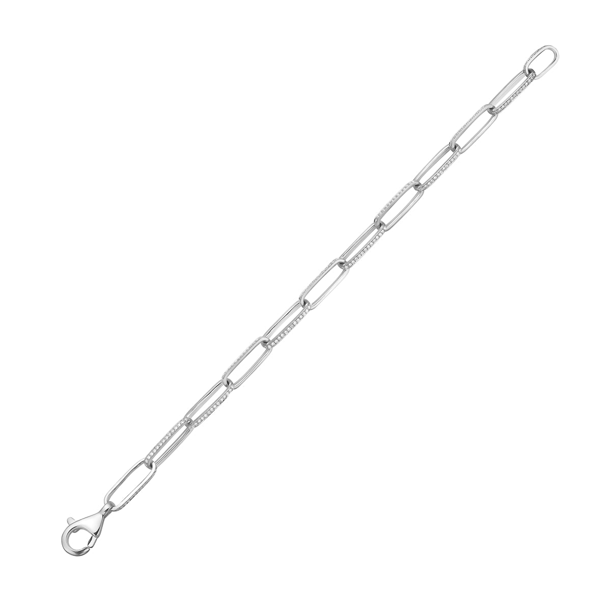 14K White Gold Eternity Diamond Paperclip Bracelet