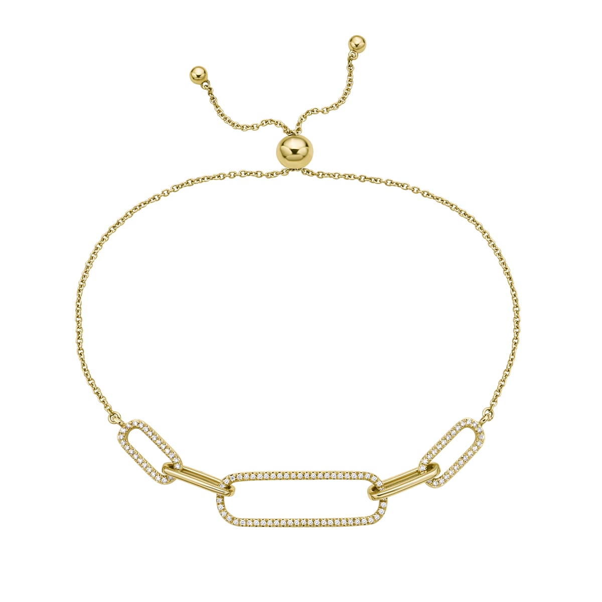 14K Yellow Gold Diamond Bolo Bracelet, 0.2ct