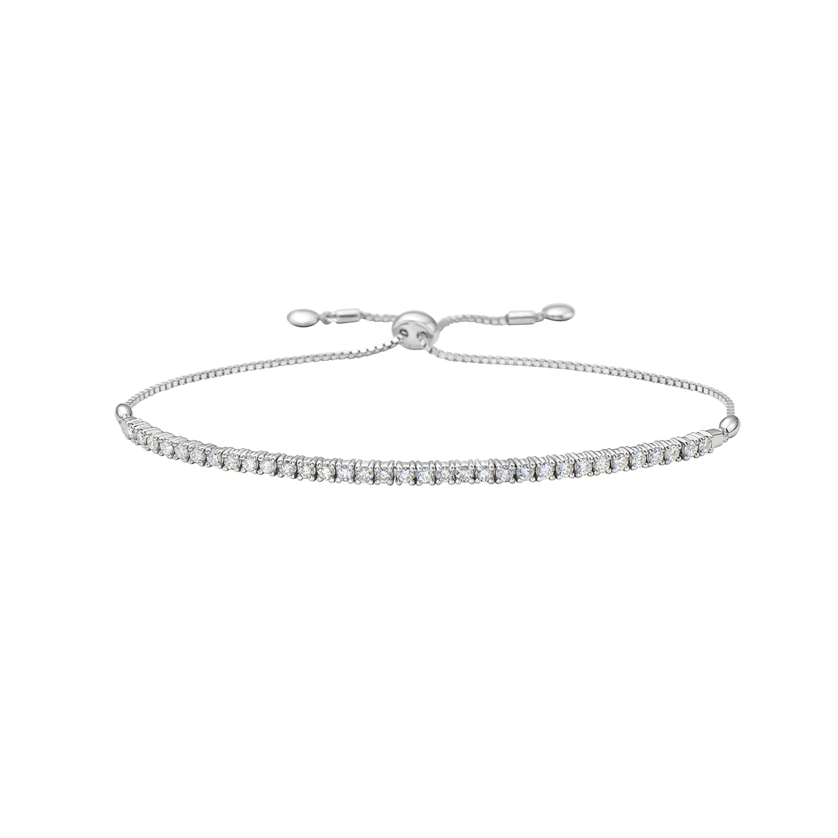 14K White Gold Diamond Tennis Bolo Bracelet