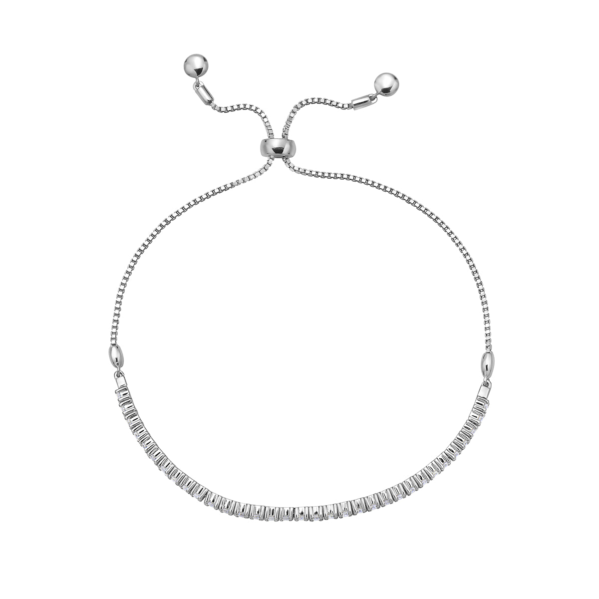 14K White Gold Diamond Tennis Bolo Bracelet