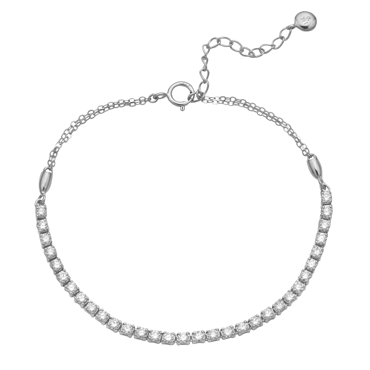 14K White Gold Adjustable Diamond Tennis Bracelet