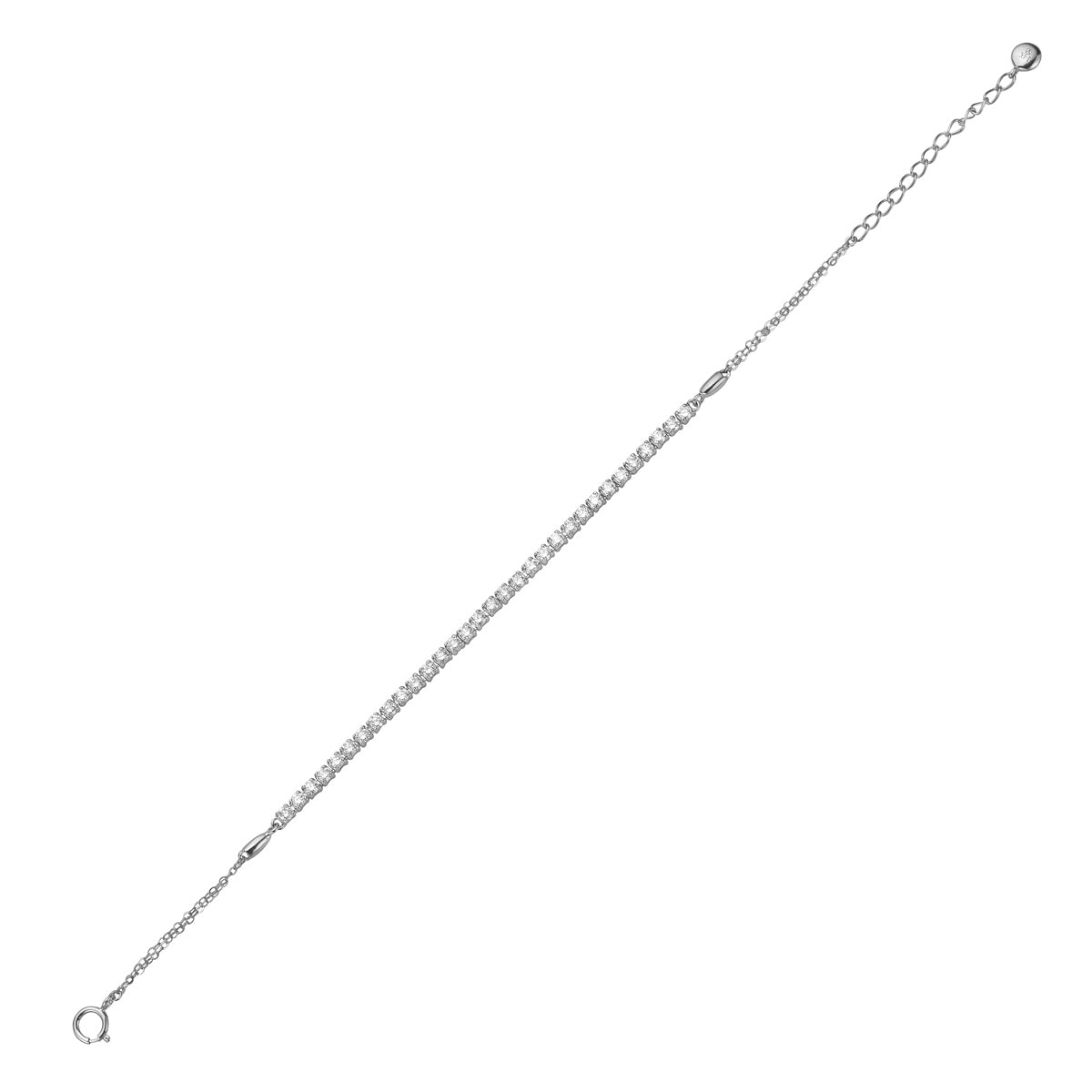 14K White Gold Adjustable Diamond Tennis Bracelet