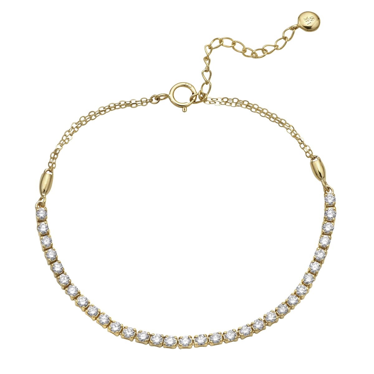 14K Yellow Gold Adjustable Diamond Tennis Bracelet, 0.98ct