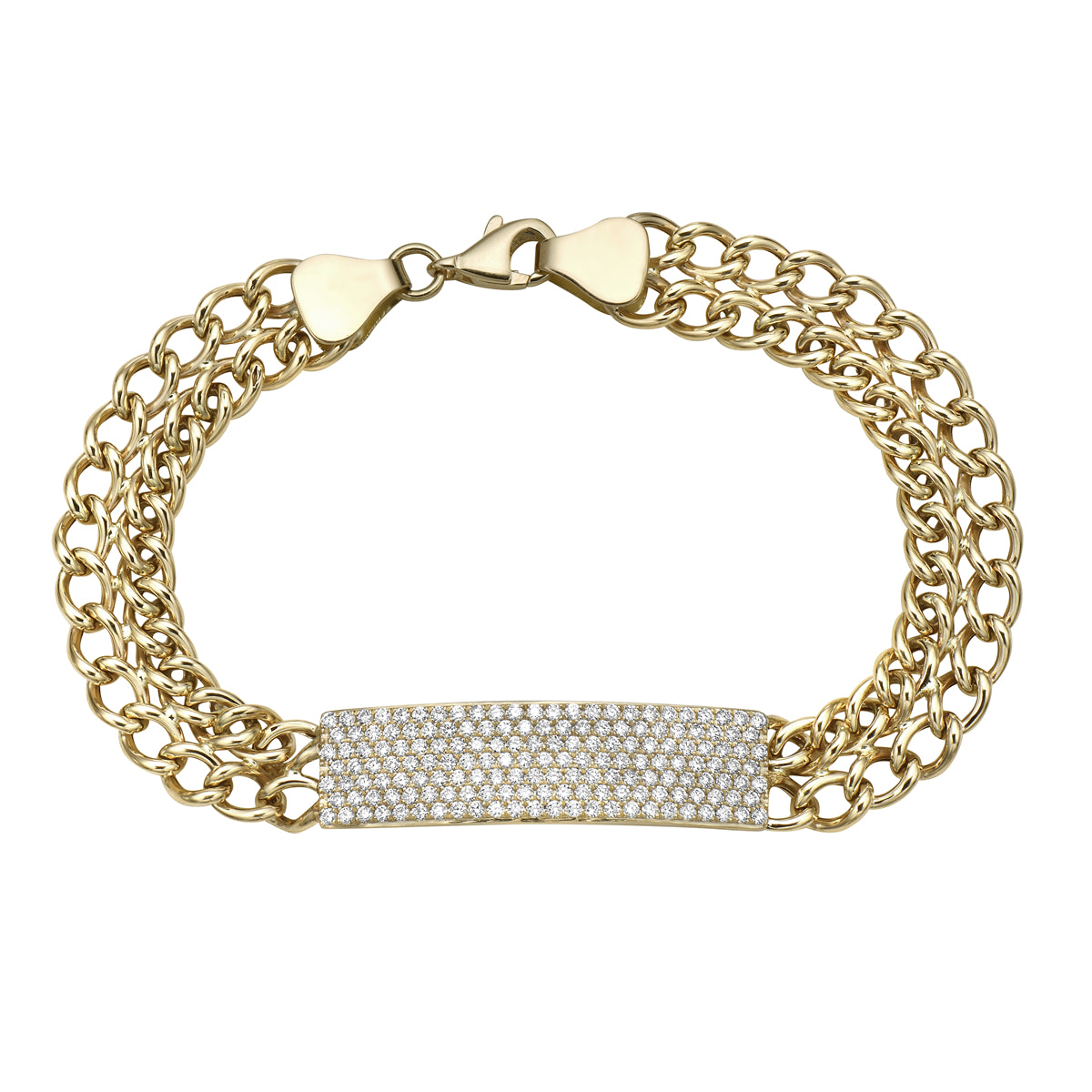 14K Yellow Gold Multi Row Diamond Bracelet