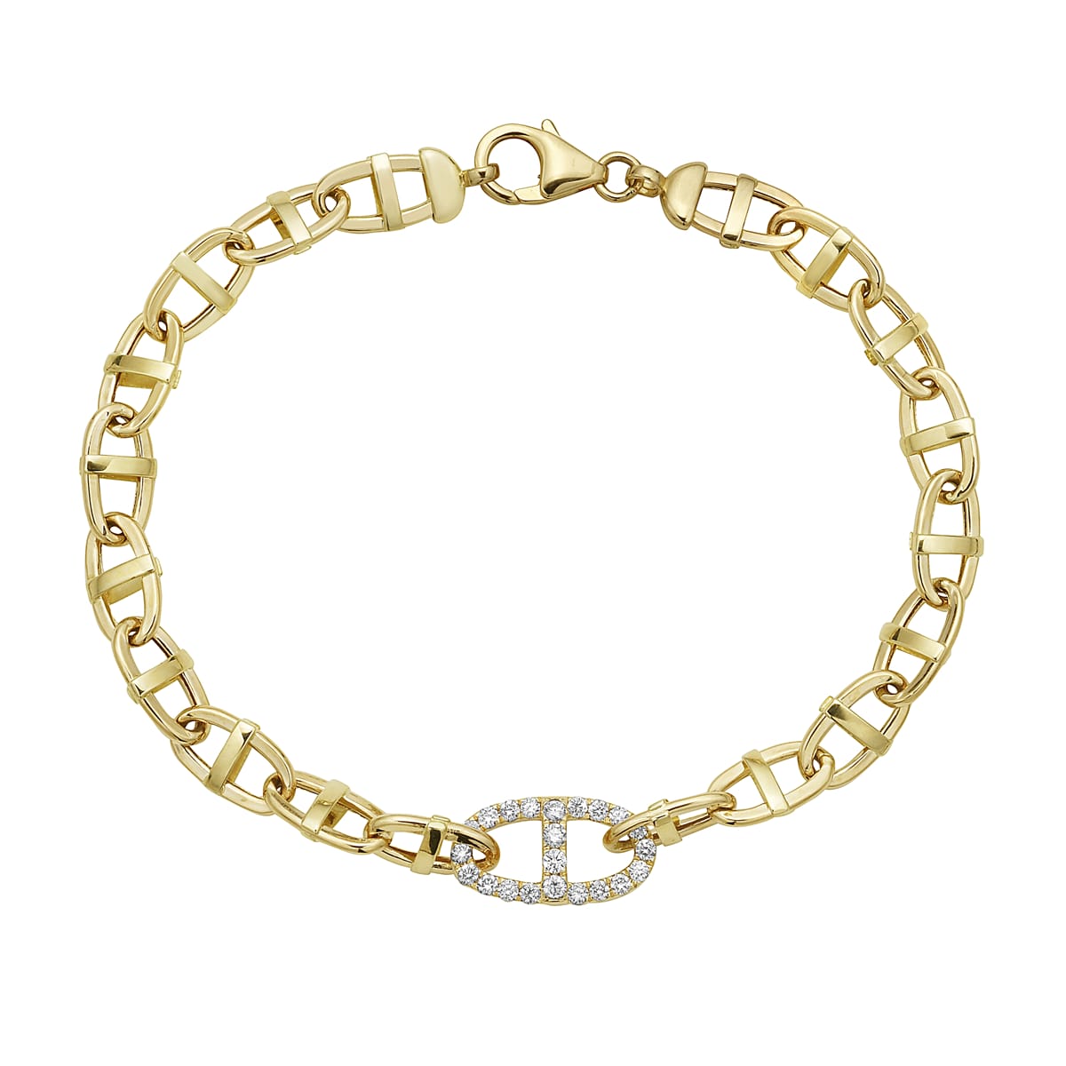 14K Yellow Gold Diamond Link Bracelet, 0.65ct