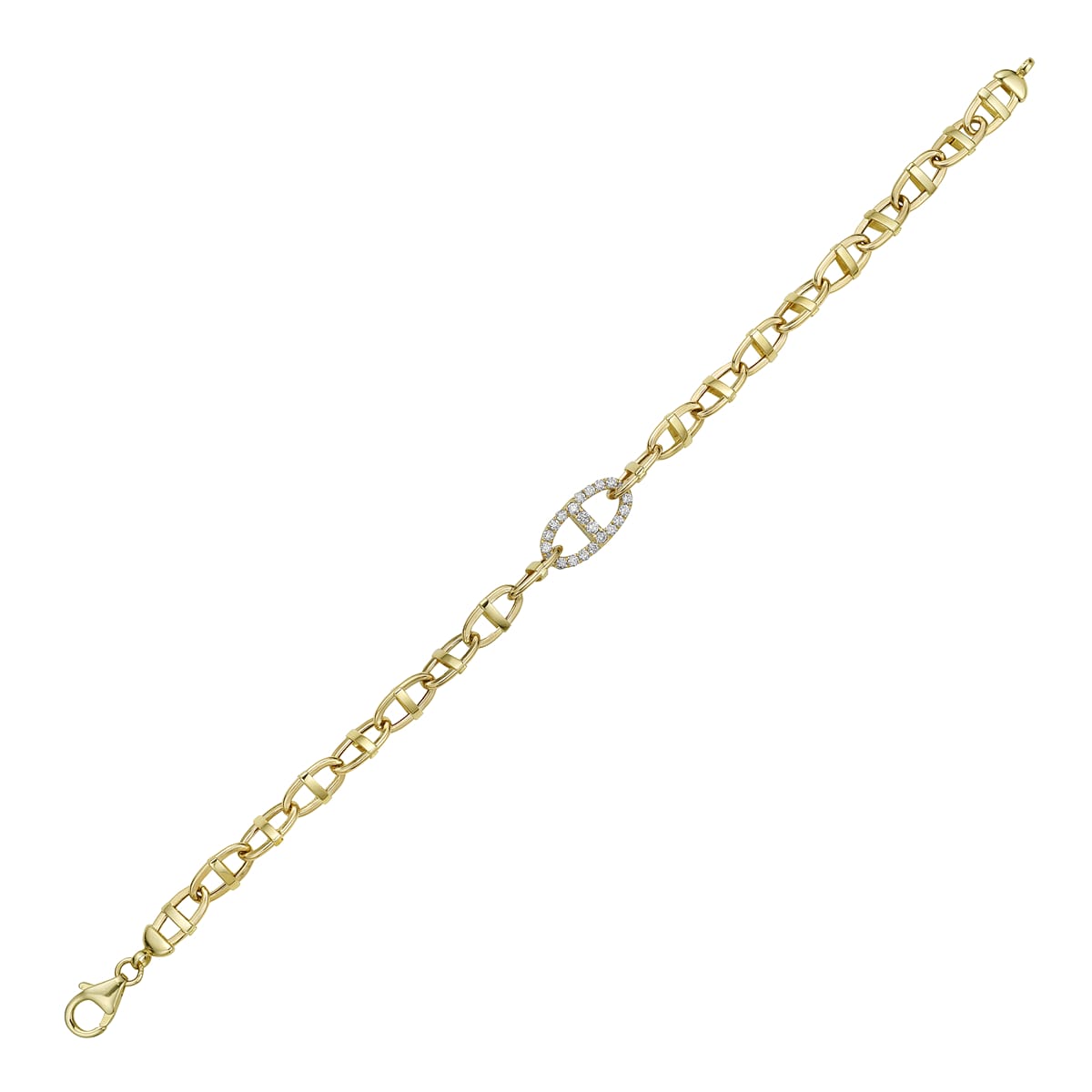 14K Yellow Gold Diamond Link Bracelet, 0.65ct