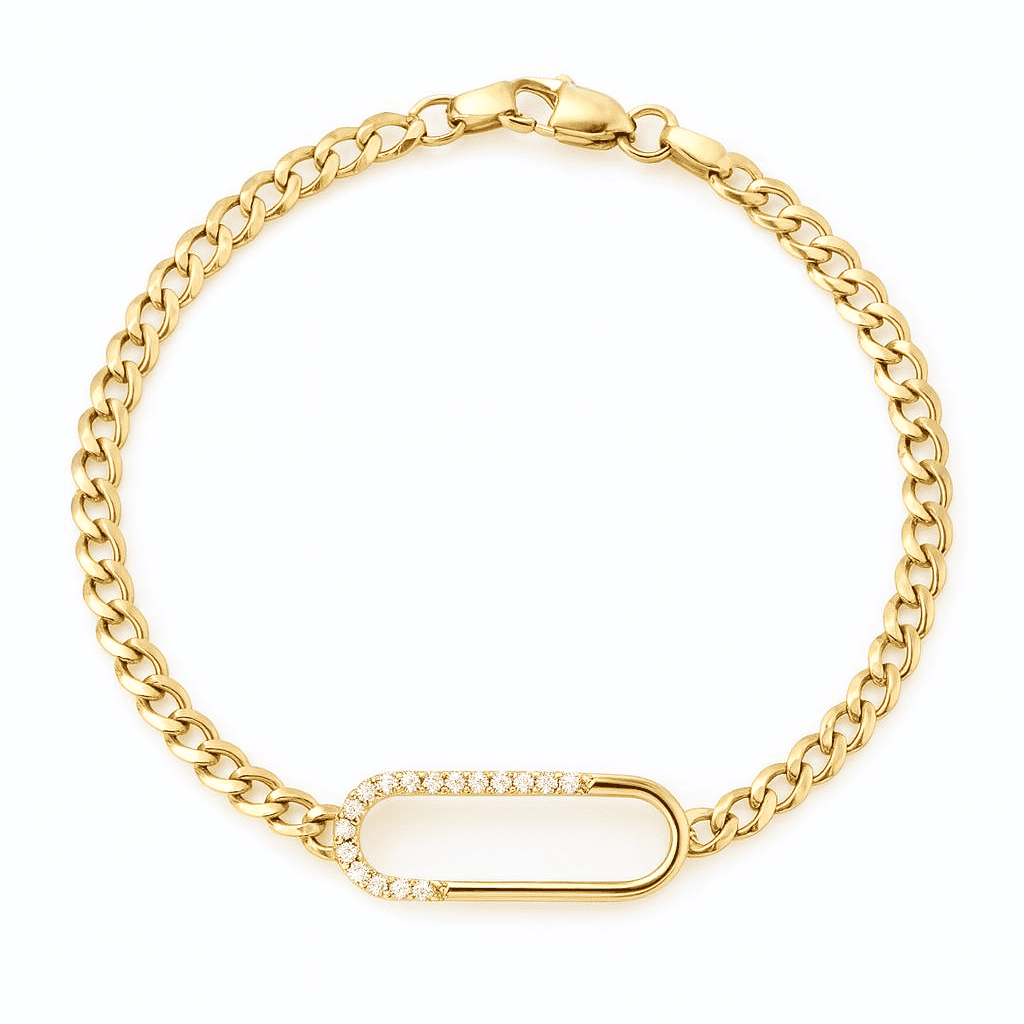 14K Yellow Gold Diamond Bracelet, 0.08ct