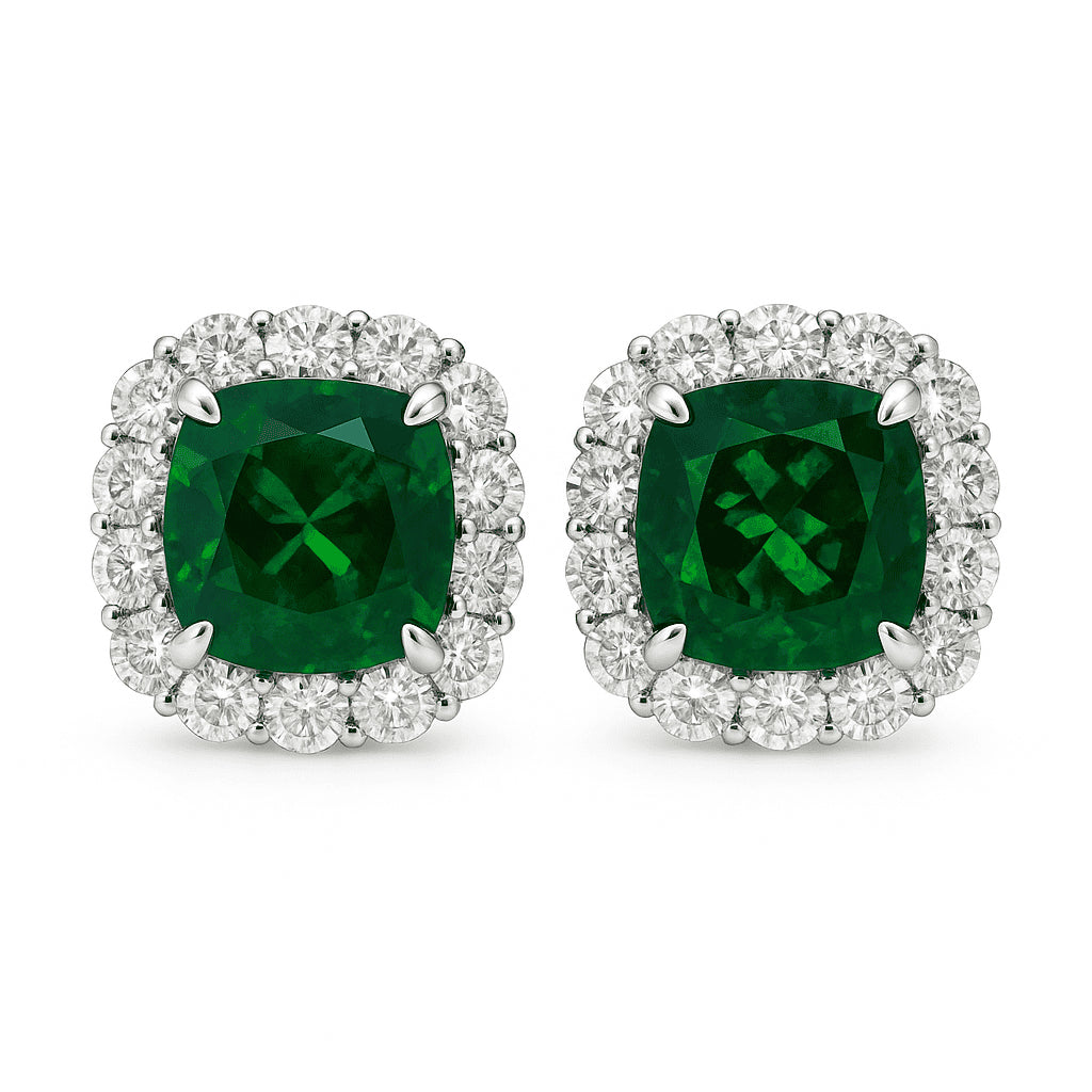 14K White Gold Tsavorite Earrings, 0.42ct