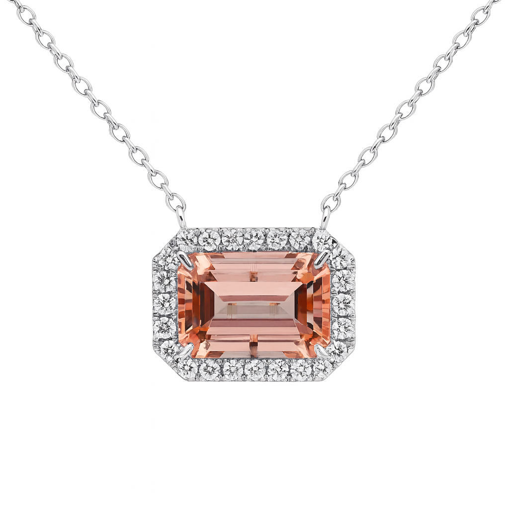 ACP156185-M - Necklace 14KW/3.9G 1MORG-5.92CT 22RD-0.61CT