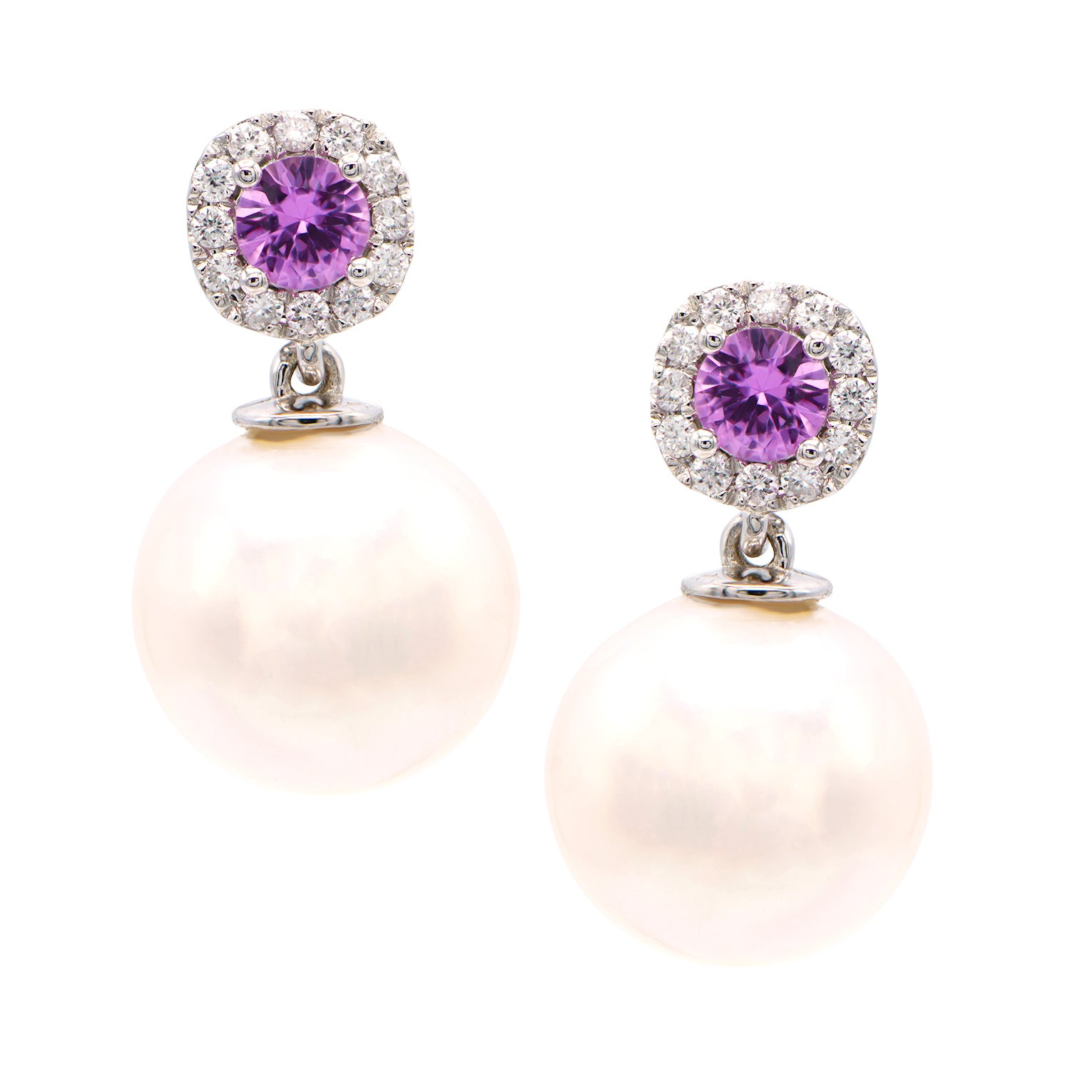 Earrings 14KW/1.3G W.FW 2PS-0.39CT 24RD-0.14CT 10-11mm