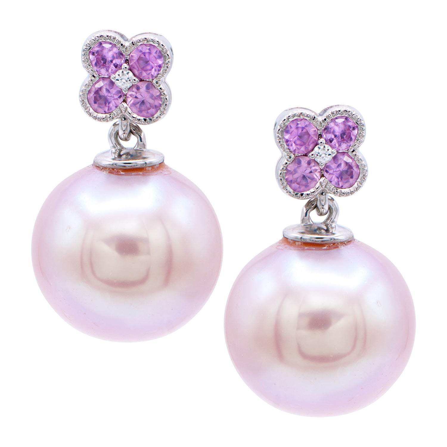 14KW/1.2G P.FW Earrings 8PS-0.34CT 2RD-0.01CT 10-11mm