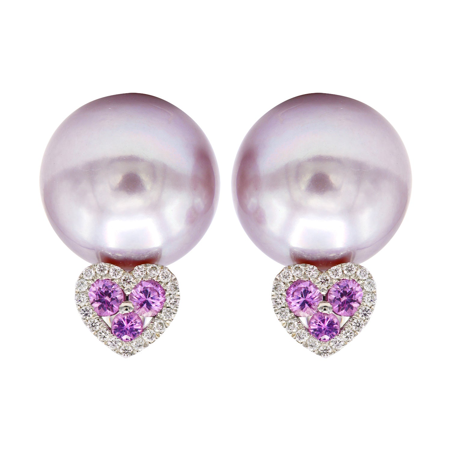 E012004PS-F - Earrings 14KW/1.9G P.FW 6PS-0.29CT 40RD-0.08CT 9-10mm