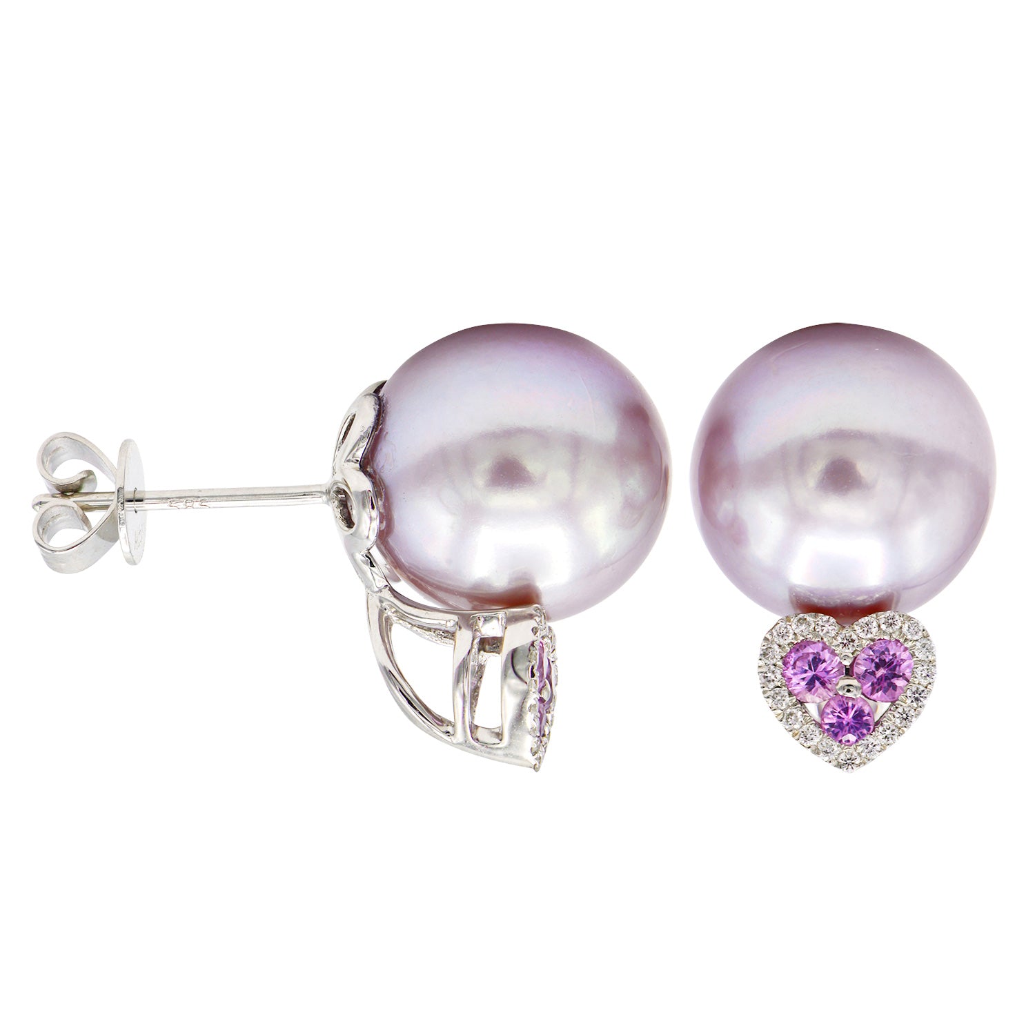 E012004PS-F - Earrings 14KW/1.9G P.FW 6PS-0.29CT 40RD-0.08CT 9-10mm
