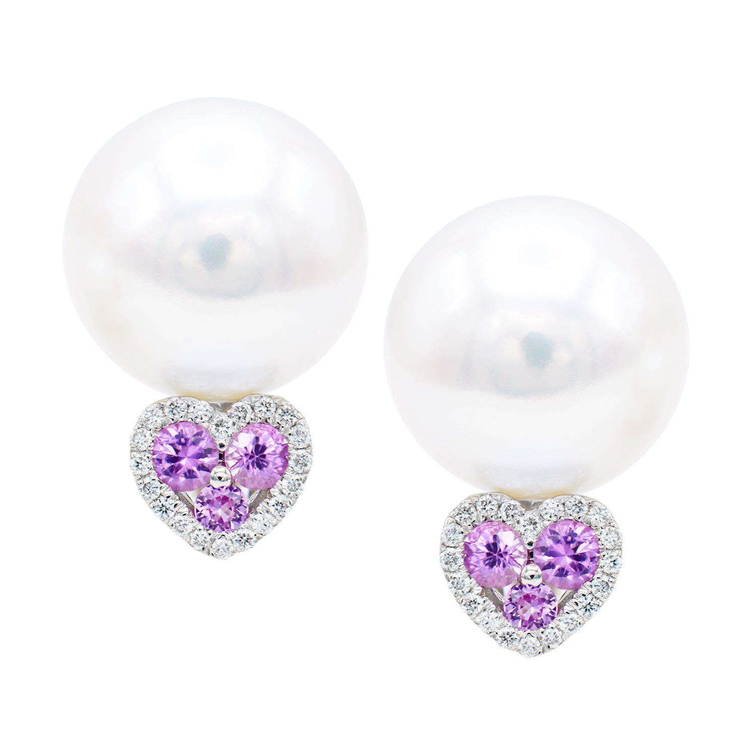 Earrings 14KW/2.0G 6PS-0.23CT 40RD-0.08CT W.FW 9-10mm