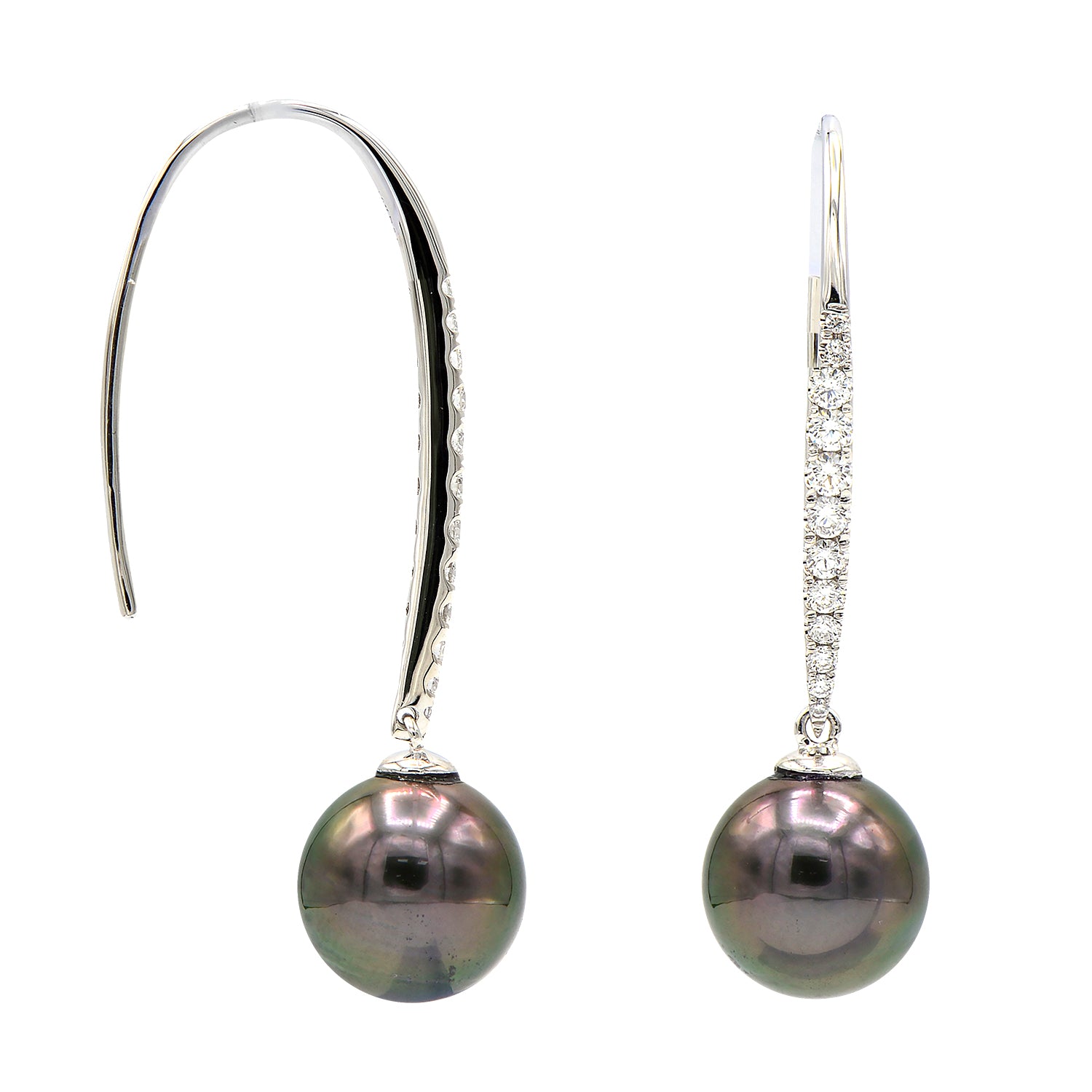 E012482A-T - Earrings 14KW/1.6G Tahitian 24RD-0.32CT 10-11mm