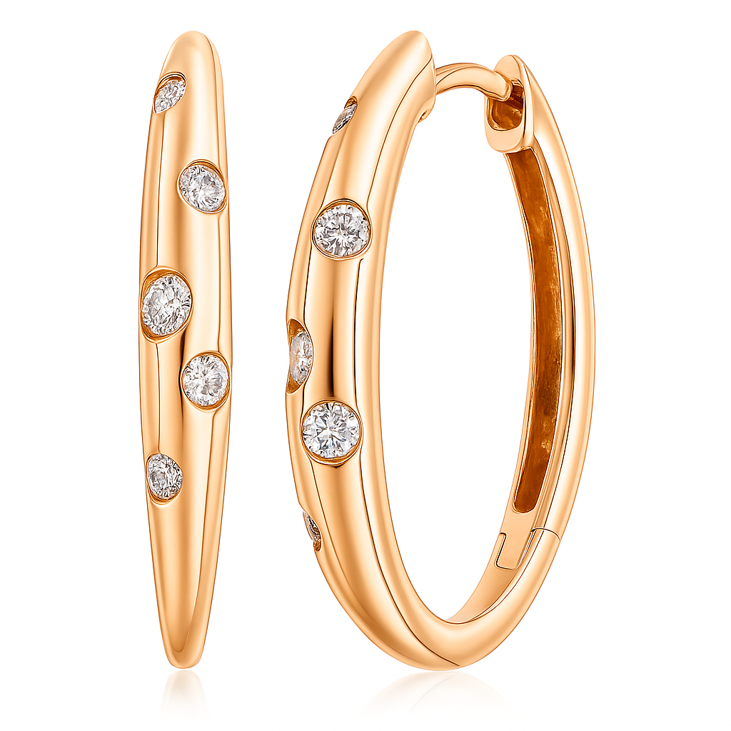 14K Rose Gold Diamond Scatter Hoop, 0.18ct