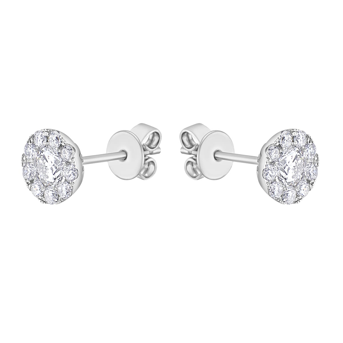 14K White Gold Diamond Large Cluster Stud, 0.78ct