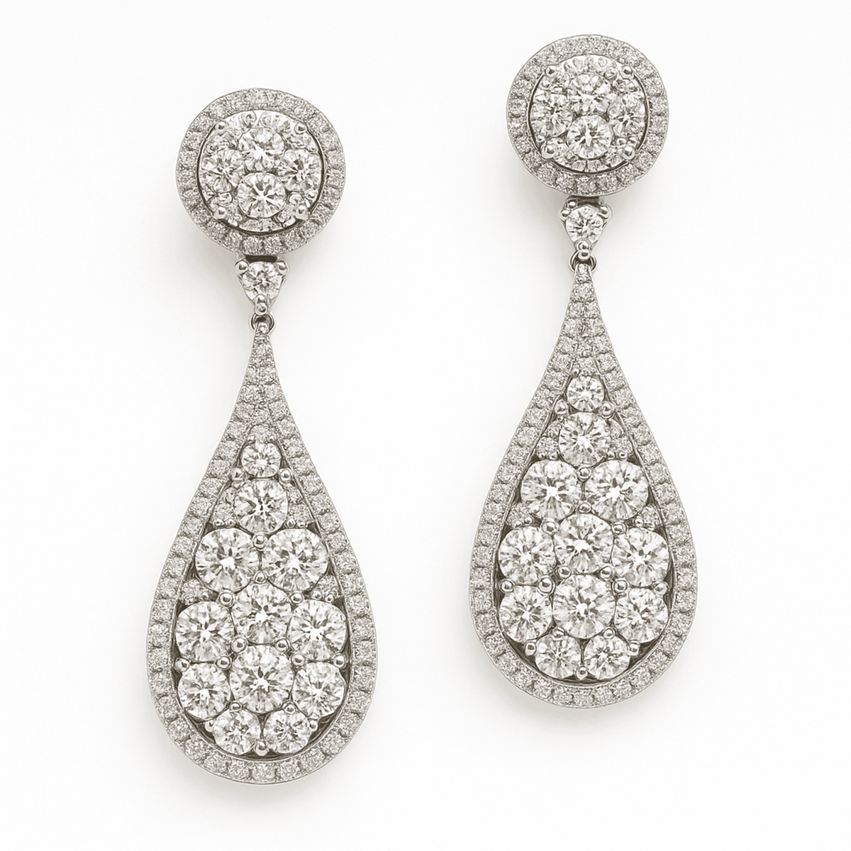 14K White Gold Diamond Earrings, 1.40ct
