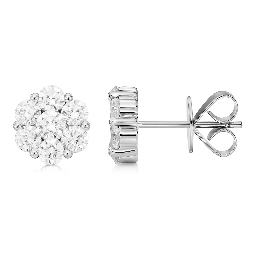 18K White Gold Diamond Stud Earrings, 0.56ct