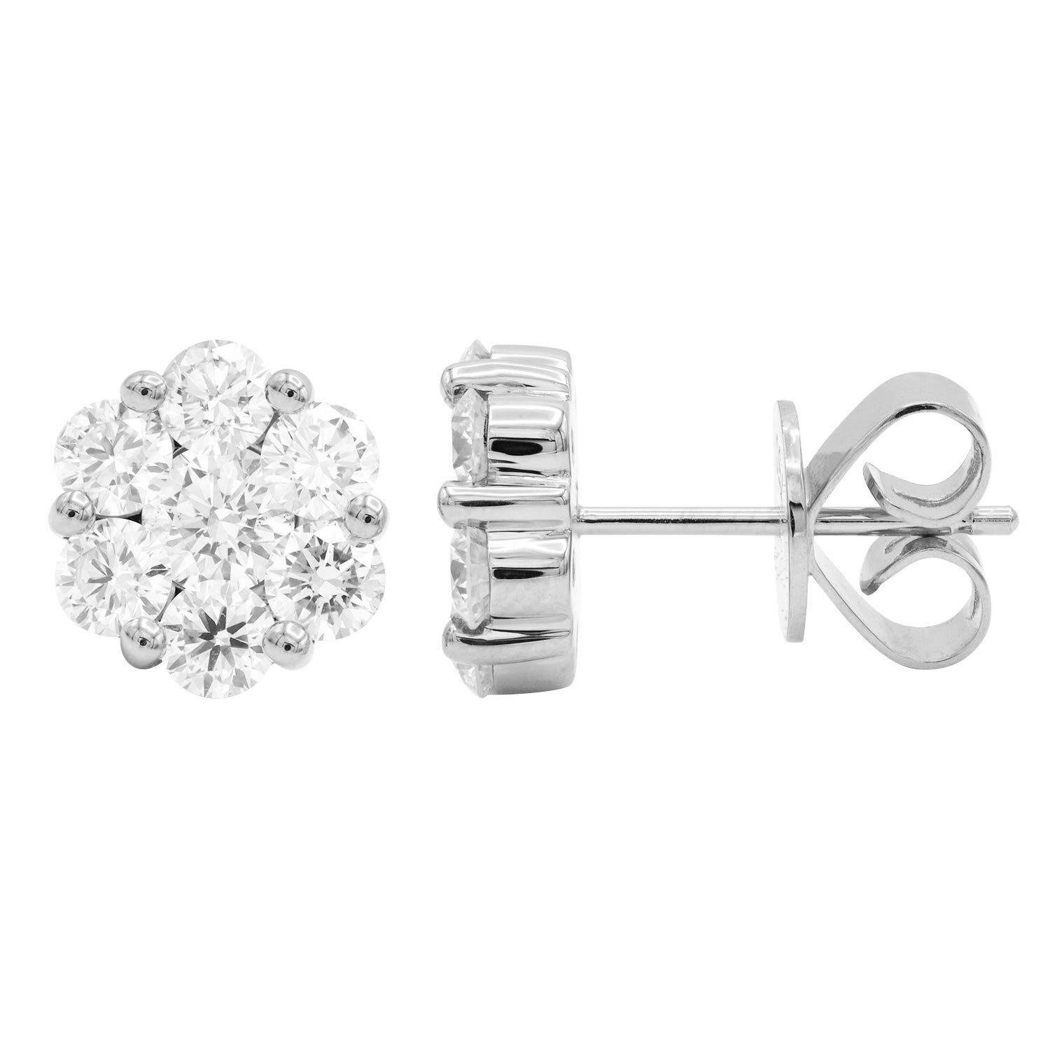 18K White Gold Diamond Stud Earrings, 0.38ct