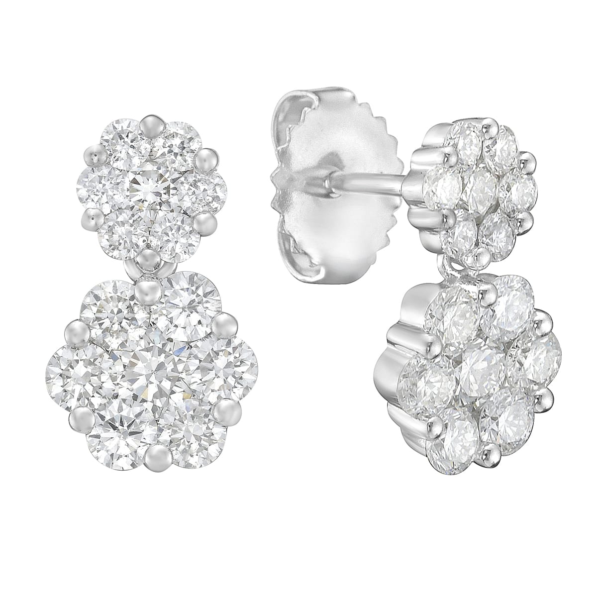 14K White Gold Diamond Earrings, 0.27ct