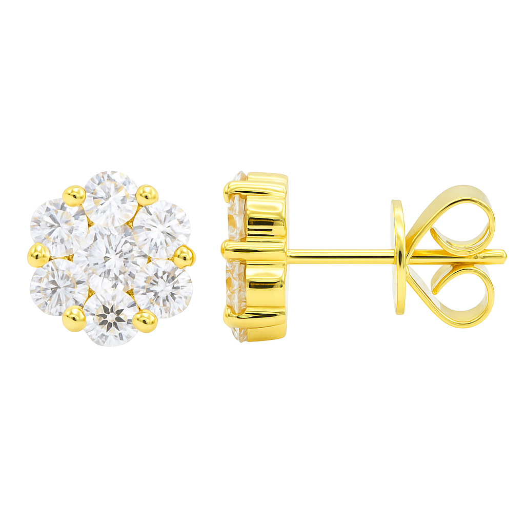 18K Yellow Gold Diamond Stud Earrings, 0.56ct