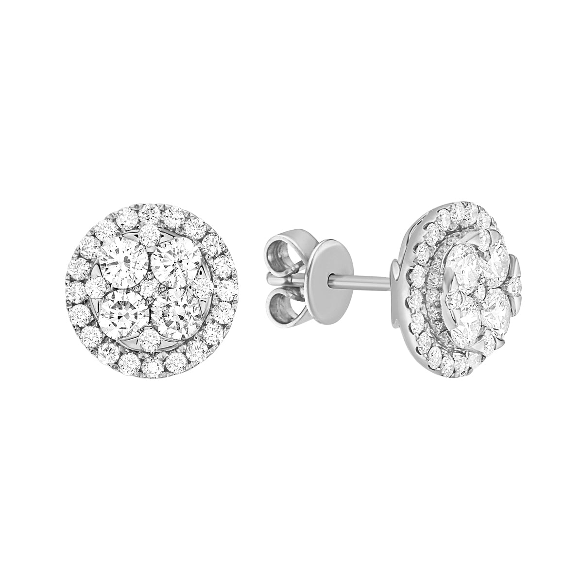 18K White Gold Diamond Stud Earrings, 0.97ct