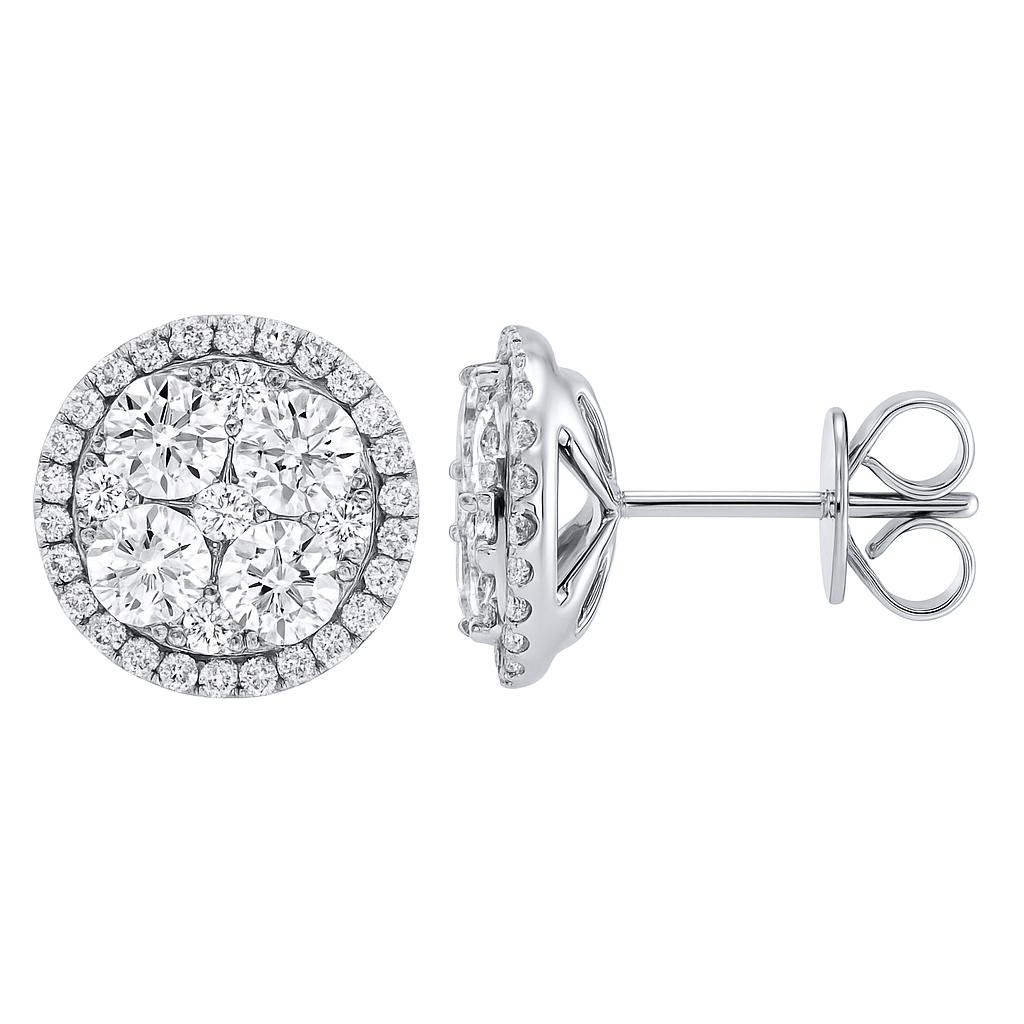 14K White Gold Orly Diamond Cluster Stud, 1.98ct