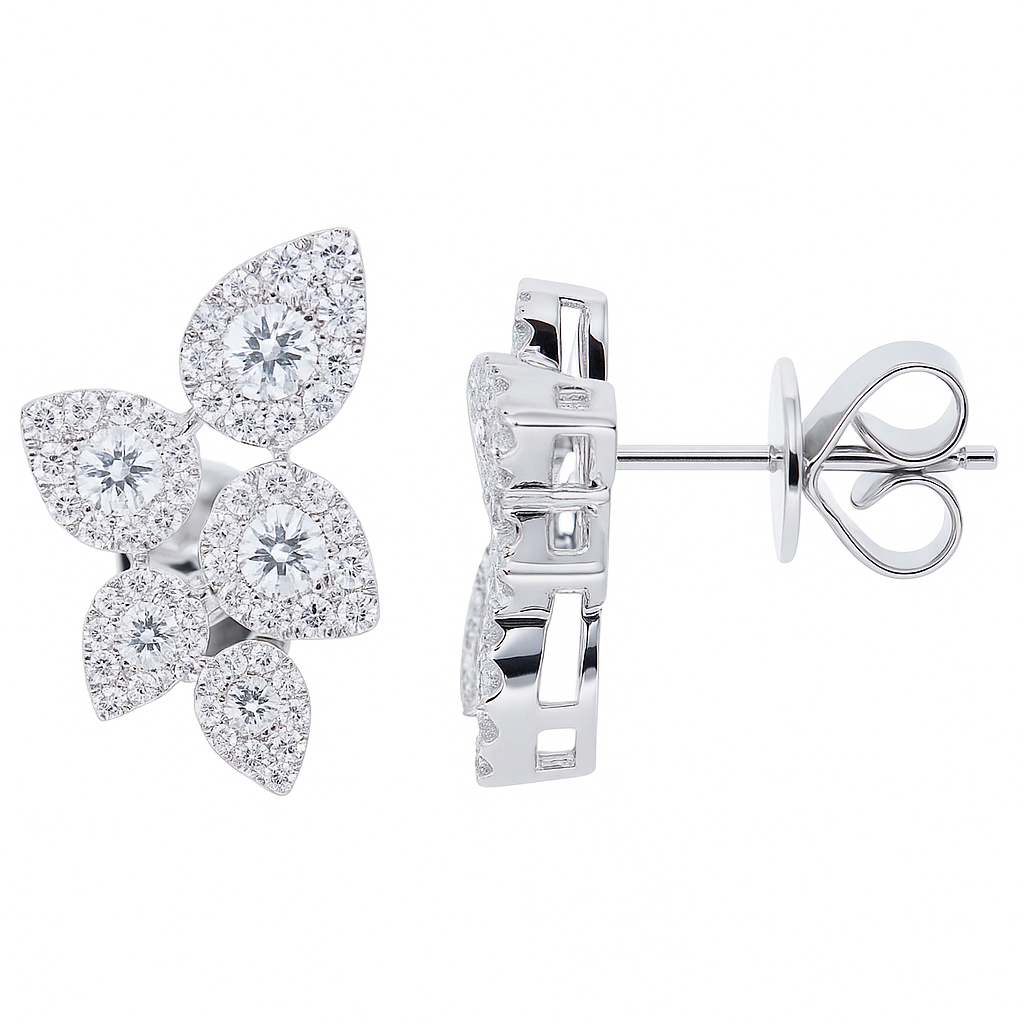 18K White Gold Diamond Stud Earrings, 1.23ct