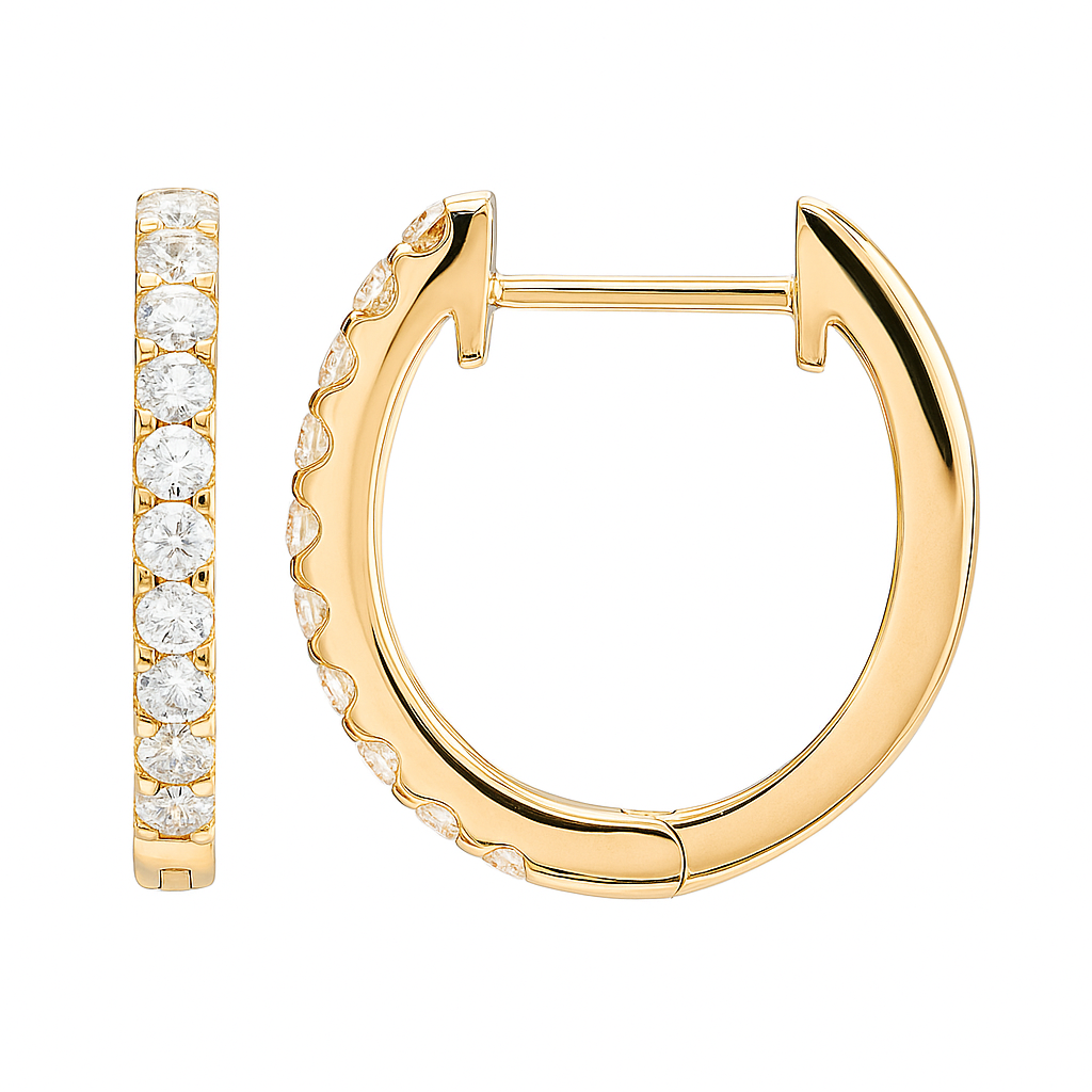 18K Rose Gold Diamond Huggies Earrings, 0.53ct