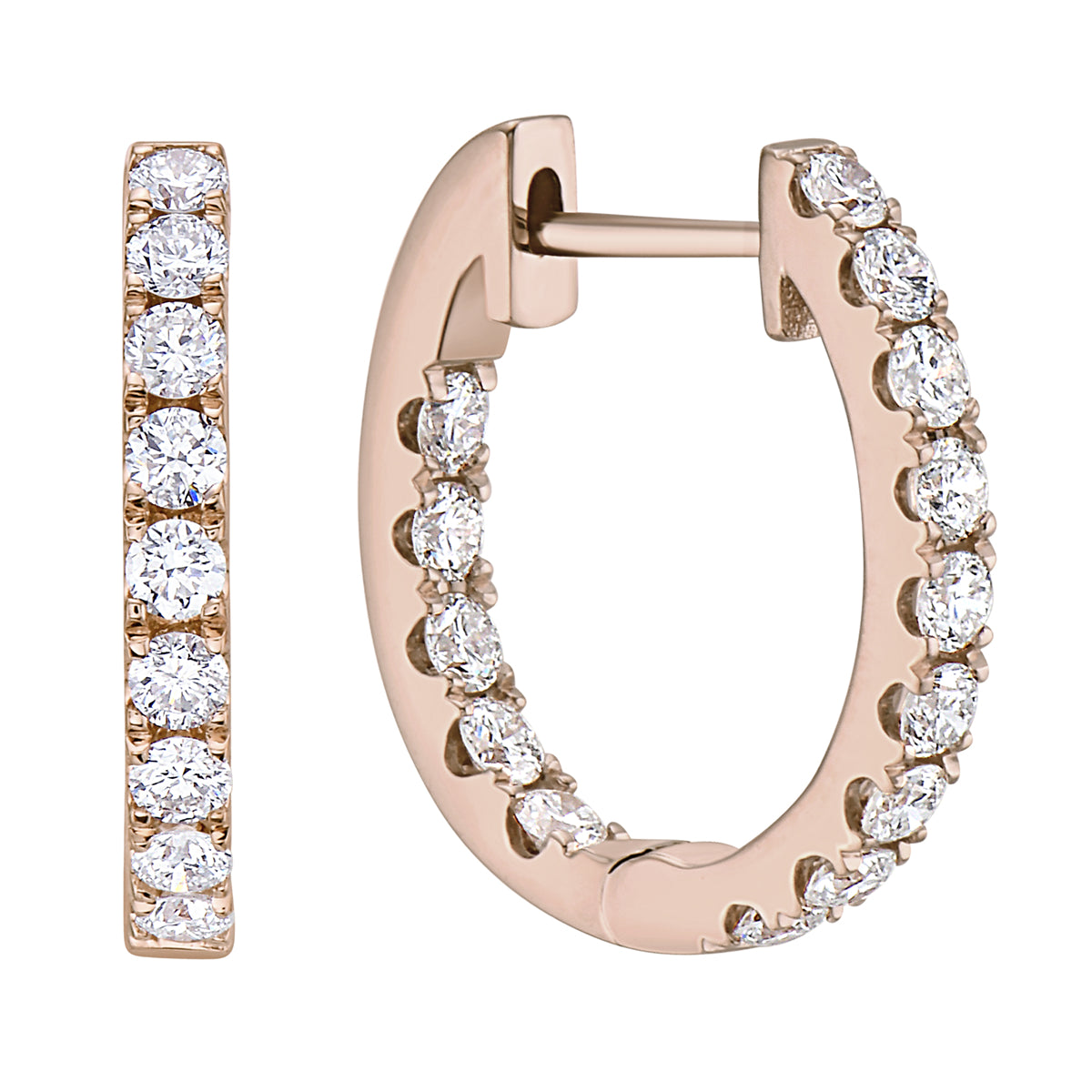 14K Rose Gold Inside Outiside Huggie Earring - Large