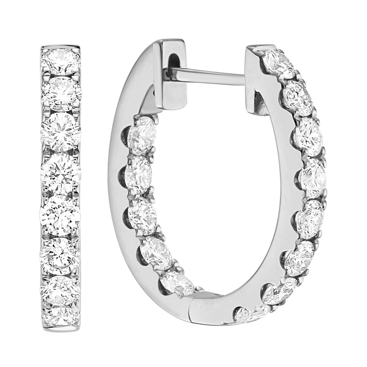 14K White Gold Inside Outiside Huggie Earring - Extra Large, 1.45ct